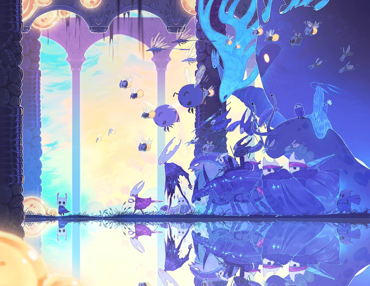 my final piece for <a href="/HKhallowzine/">HallowHome: A Hollow Knight Zine Vol. 2</a> v2! 
this project was so much fun &amp; involved so many talented people, please check it out if you haven't already! it's a free pdf :3

#hollowknight #hollowknightart