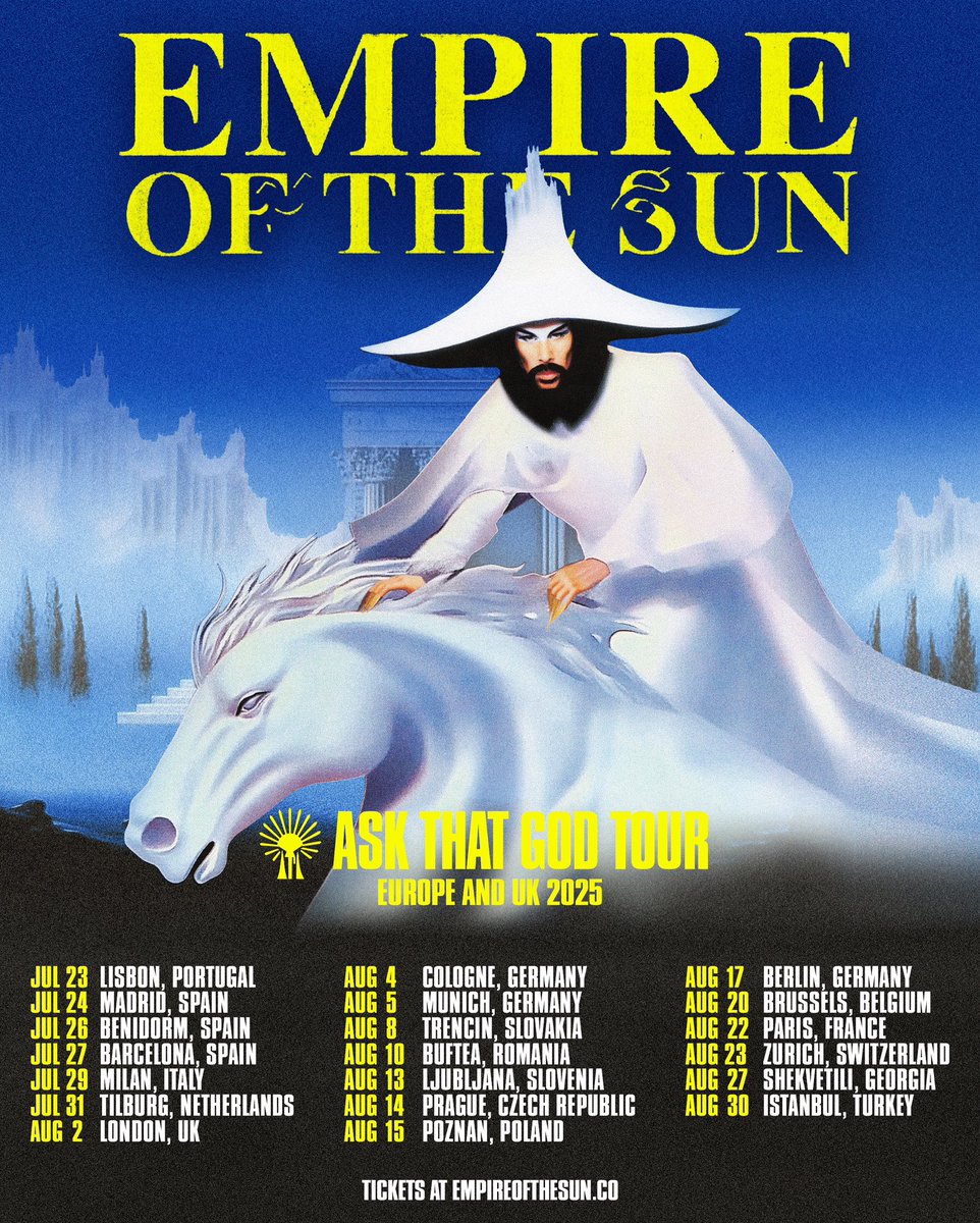 Empyreans !!! 

We are beyond excited to announce the Ask That God tour is coming to Europe!
Cannot wait to see you all. Love Empire 

//////////

Presale starts Wednesday March 12th at 9AM local. Sign up for access now via link below.

laylo.com/eots/m/AskThat…