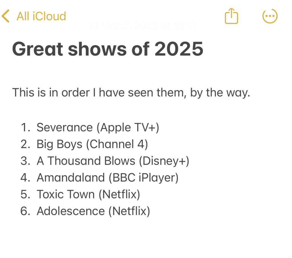 Adolescence is absolutely remarkable.

It’s out Thursday.