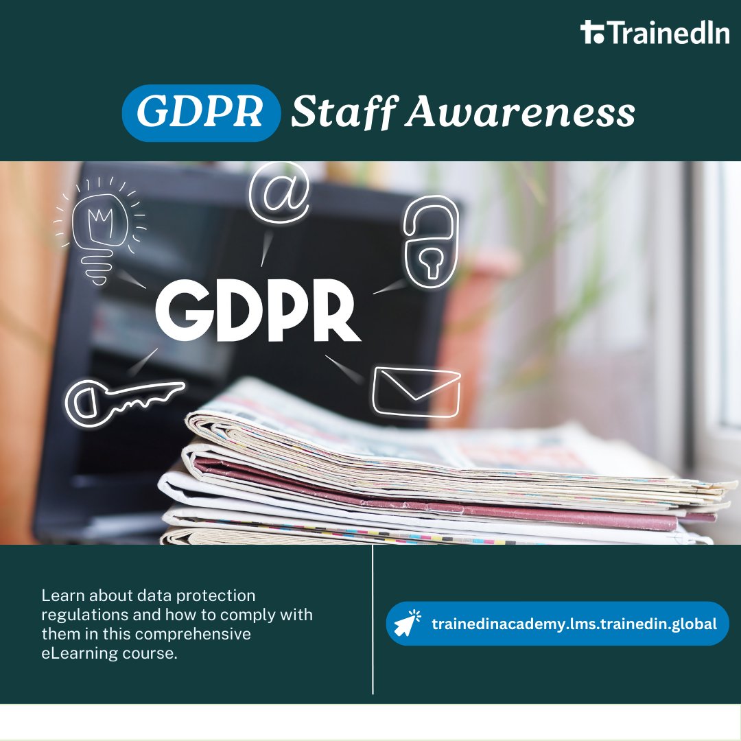 TrainedInGlobal's tweet image. Dive into GDPR with TrainedIn! From its core principles to your responsibilities, we&apos;ve got you covered. Perfect for anyone eager to master personal data management under GDPR. Enroll now! 🔗 [trainedinacademy.lms.trainedin.global/catalog/info/i…] #GDPRTraining #TrainedInAcademy
