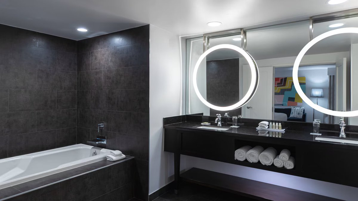 We’re big on R&amp;R at the Baronette Renaissance Hotel. 🛁 Unwind in rooms with separate showers or deep soaking tubs, and sleep peacefully in 100% Egyptian cotton sheets. Check out all of our amenities here: bit.ly/3F8jG1T