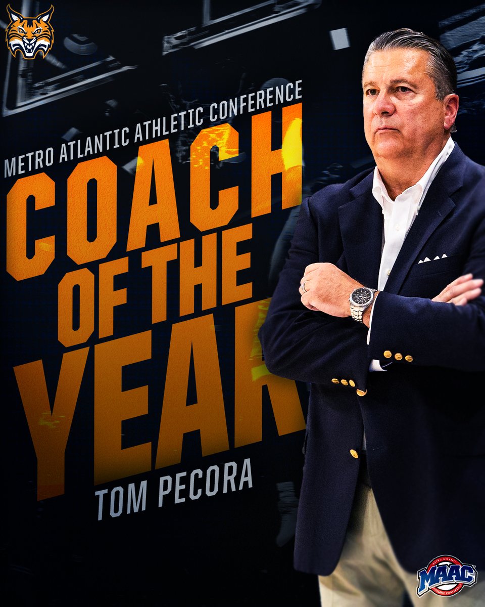 Tom Pecora is the 𝗠𝗔𝗔𝗖 𝗖𝗢𝗔𝗖𝗛 𝗢𝗙 𝗧𝗛𝗘 𝗬𝗘𝗔𝗥 for the second consecutive season!

TP has more wins (30) over his first two years than any MBB head coach in MAAC history.