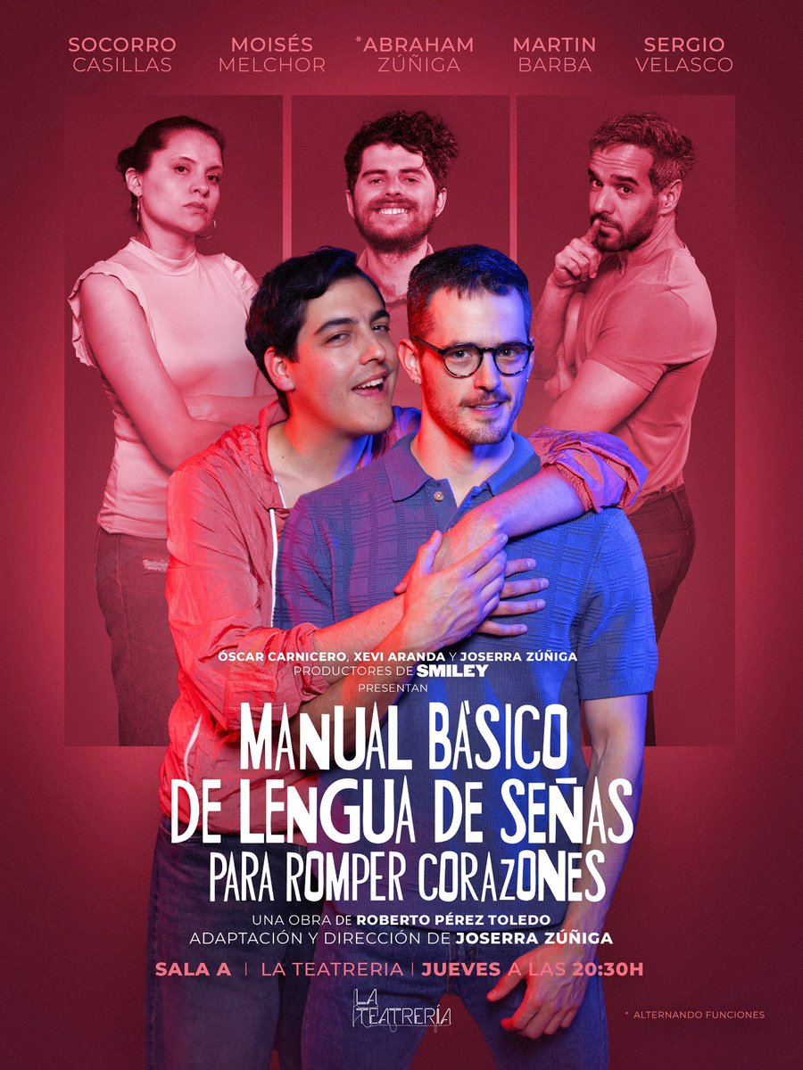 ¡Próximamente #ManualBásicoDeLlenguaDeSeñasParaRomperCorazones! 
Escrita por Roberto Pérez Toledo, esta obra destaca por su enfoque inclusivo y su conexión emocional. ¡A partir del 27 de marzo!

📍 La Teatrería
📅 Jue 20:30H
🎟️ Taquilla

#CarteleraPinPoint #Teatro #VamosAlTeatro