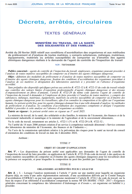 aleacontroles.com/actualites/pre…
🛑 Amiante : nouvelles obligations dès le 1er avril 2025 ! 🛑

🔎 À la demande de l’Inspection du travail, les employeurs devront faire analyser toute matière suspectée de contenir de l’amiante avec des méthodes strictes.
 
#Amiante #InspectionDuTravail