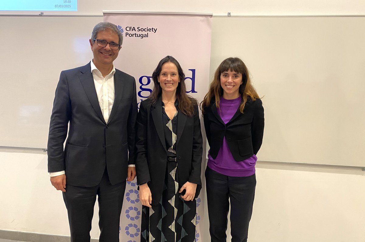 CfaPortugal's tweet photo. We celebrated #International #Women's #Day with an inspiring and insightful conversation hosted by CFA Society Portugal!

Marcos Soares Ribeiro, CFA, President of CFA Society Portugal, interviewed Madalena Talone, Executive Board Member at Caixa Geral de Depósitos, in a thought-provoking exchange that brought valuable reflections on the role of diversity and leadership in the corporate world.

Throughout this engaging discussion, key topics essential for professional and personal development were addressed, including:

✔️ Promotion of inclusion policies despite recent setbacks

✔️ Balancing family and career

✔️ Negotiation skills

✔️ Understanding the impact of our work on companies

✔️ Female leadership and indirect leadership

✔️ Diversity as a key factor for organizational success

✔️ Fear of missing out and setting boundaries

✔️ Career progression and accumulated credit over time

✔️ The value of informal mentoring and coaching

✔️ Mental and physical health in the workplace

✔️ Willingness to change and step out of the comfort zone

✔️ The importance of voicing ambitions and goals

A special thank you to ISEG - Lisbon School of Economics & Management for hosting us, to Joana Pais, Vice President of ISEG, for opening the event, and to all participants who made this conversation a truly remarkable moment.

#cfasocietyportugal #leadership