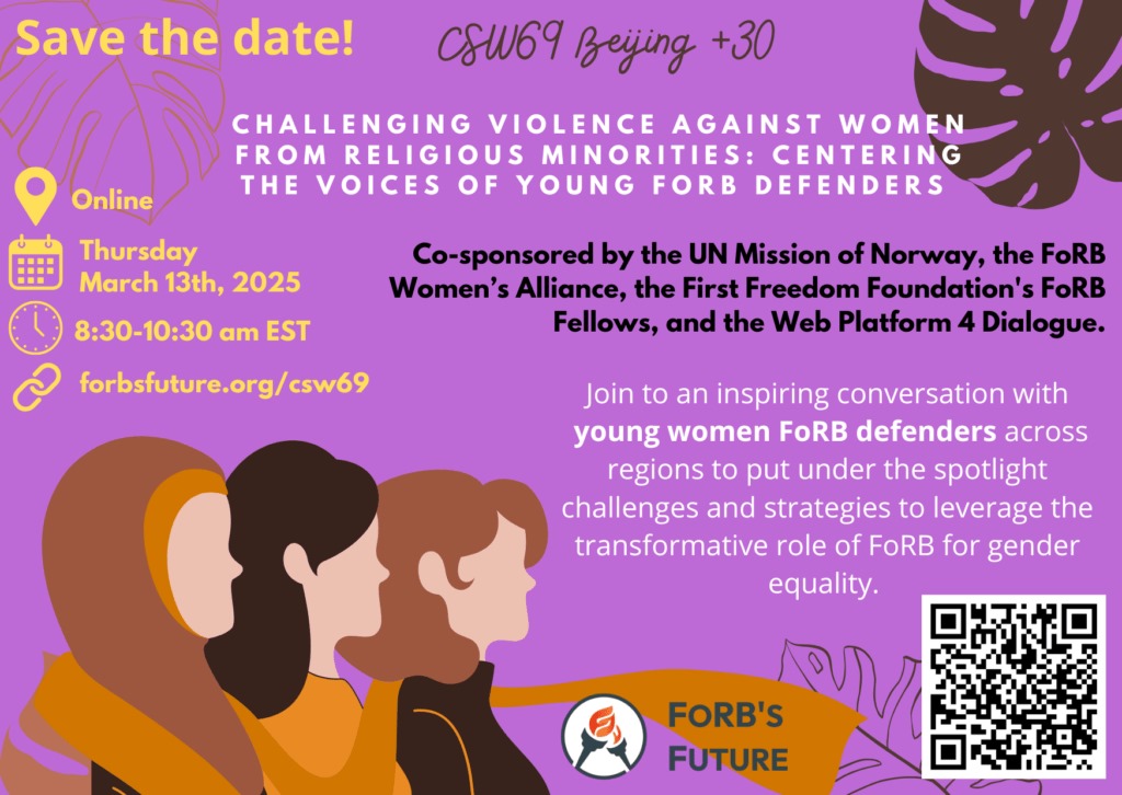 RfP Youth Media Team (@rfp_youth) on Twitter photo Parallel event @ the Commission on the Status of Women, CSW69 / Beijing+30 : Join young FoRB defenders including RfP Youth Member, Emina Frljak as they tackle urgent issues. 13 March, 8:30-10:30 EST Register Online: forbsfuture.org/csw69/
<a href="/rfpeiyn/">RfP EIYN</a> <a href="/religions4peace/">Religions for Peace</a> <a href="/RfPEurope/">Religions for Peace Europe</a> Parallel event @ the Commission on the Status of Women, CSW69 / Beijing+30 : Join young FoRB defenders including RfP Youth Member, Emina Frljak as they tackle urgent issues. 13 March, 8:30-10:30 EST Register Online: forbsfuture.org/csw69/
<a href="/rfpeiyn/">RfP EIYN</a> <a href="/religions4peace/">Religions for Peace</a> <a href="/RfPEurope/">Religions for Peace Europe</a>