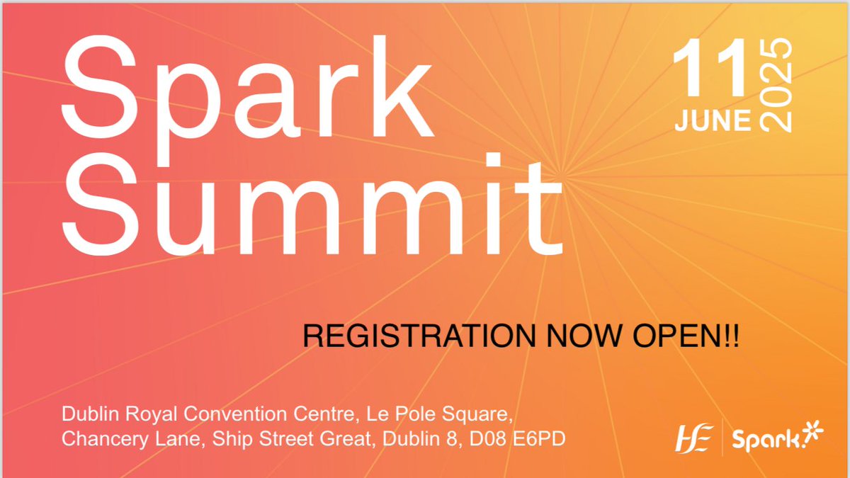 Spark Innovation Programme (@programmespark) on Twitter photo 🚨 Spark Summit 2025 – Register Now!🚨
📅 11 June 2025 |
🕘 9 AM - 5 PM
📍 Venue: <a href="/DubRoyalCC/">Dublin Royal Convention Centre</a>
Join Ireland’s leading healthcare innovation event! Connect with experts, explore new ideas, and shape the future of healthcare.
🎟 Register Here
eventbrite.ie/e/spark-summit…
#HSESpark 🚨 Spark Summit 2025 – Register Now!🚨
📅 11 June 2025 |
🕘 9 AM - 5 PM
📍 Venue: <a href="/DubRoyalCC/">Dublin Royal Convention Centre</a>
Join Ireland’s leading healthcare innovation event! Connect with experts, explore new ideas, and shape the future of healthcare.
🎟 Register Here
eventbrite.ie/e/spark-summit…
#HSESpark