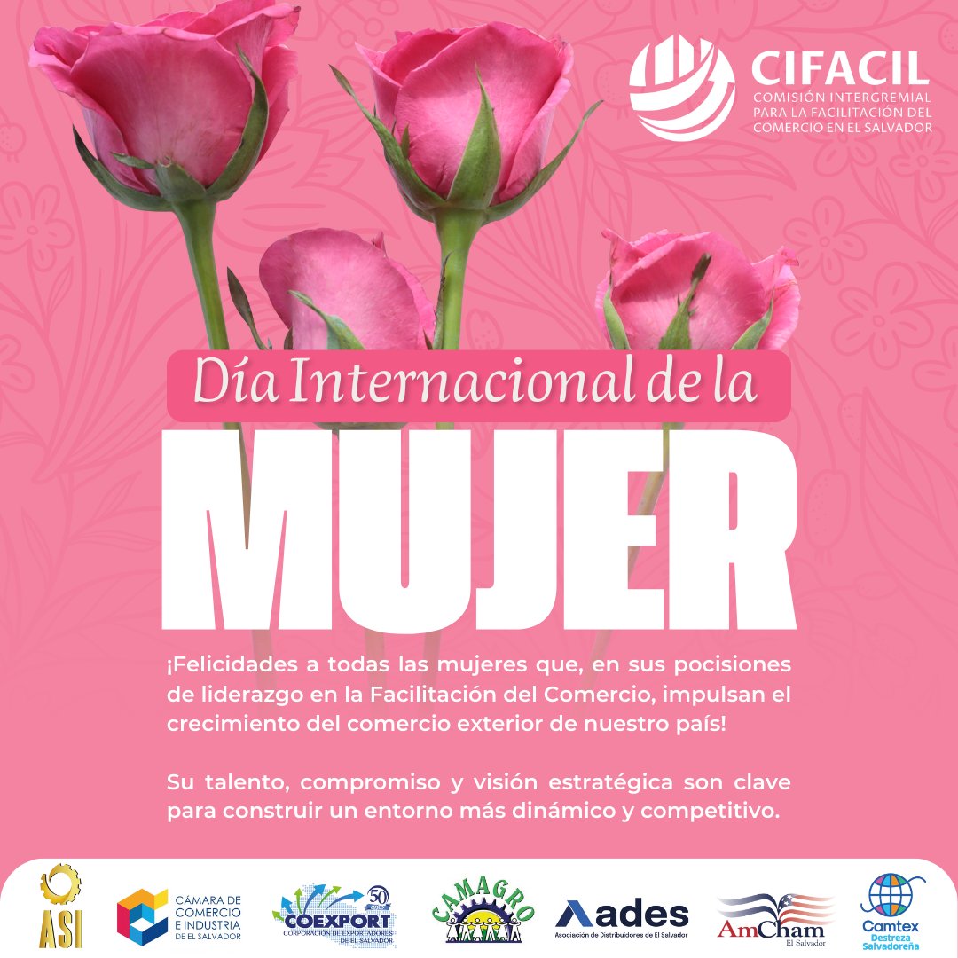CifacilSV's tweet photo. ¡Felicidades a todas las mujeres que, en sus posiciones de liderazgo en la Facilitación del Comercio, impulsan el crecimiento del comercio exterior de nuestro país!💐💕

#DíadelaMujer #FacilitacióndelComercio https://t.co/Kx6CNPTQ8R
