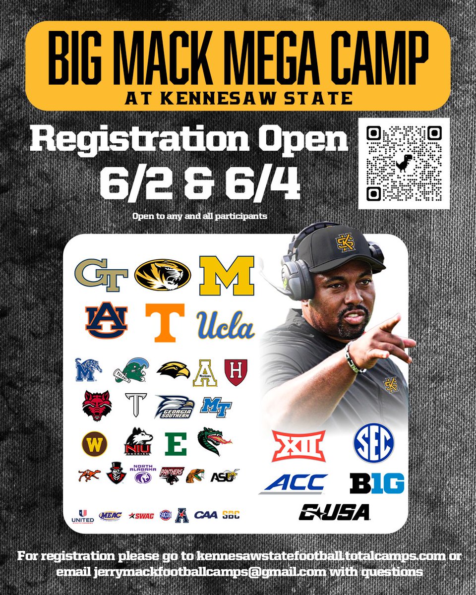 ‼️ Registration Open Now ‼️

Register today to secure your spot in the Big Mack Mega Camp!

Click the link below to register: ⬇️

smpl.is/a3kvr