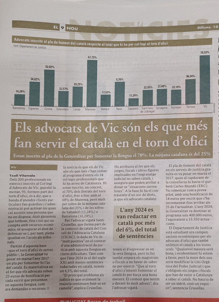 Avui els advocats i advocades de Vic són notícia al <a href="/el9nou/">El 9 Nou</a> #català #Justicia