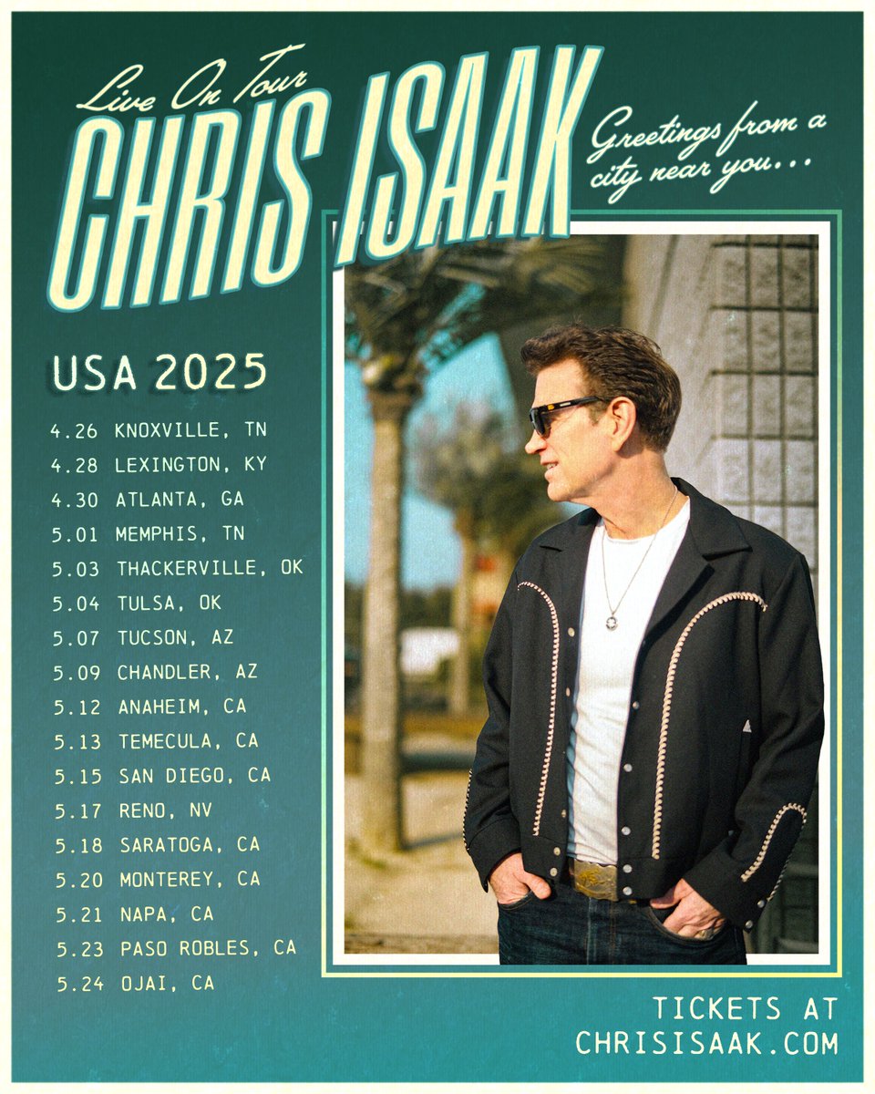 ChrisIsaak's tweet image. Buckle up, folks—We’re hitting the road in 2025! Tell us which show you’re coming to in the comments—we can’t wait to see you out there. 🛣️🎸
🎟 Local Presales: Thursday, March 13 | 10 AM–10 PM (Local) | PW: WICKED25
🎟 General On Sale: Friday, March 14 | 10 AM (Local)…