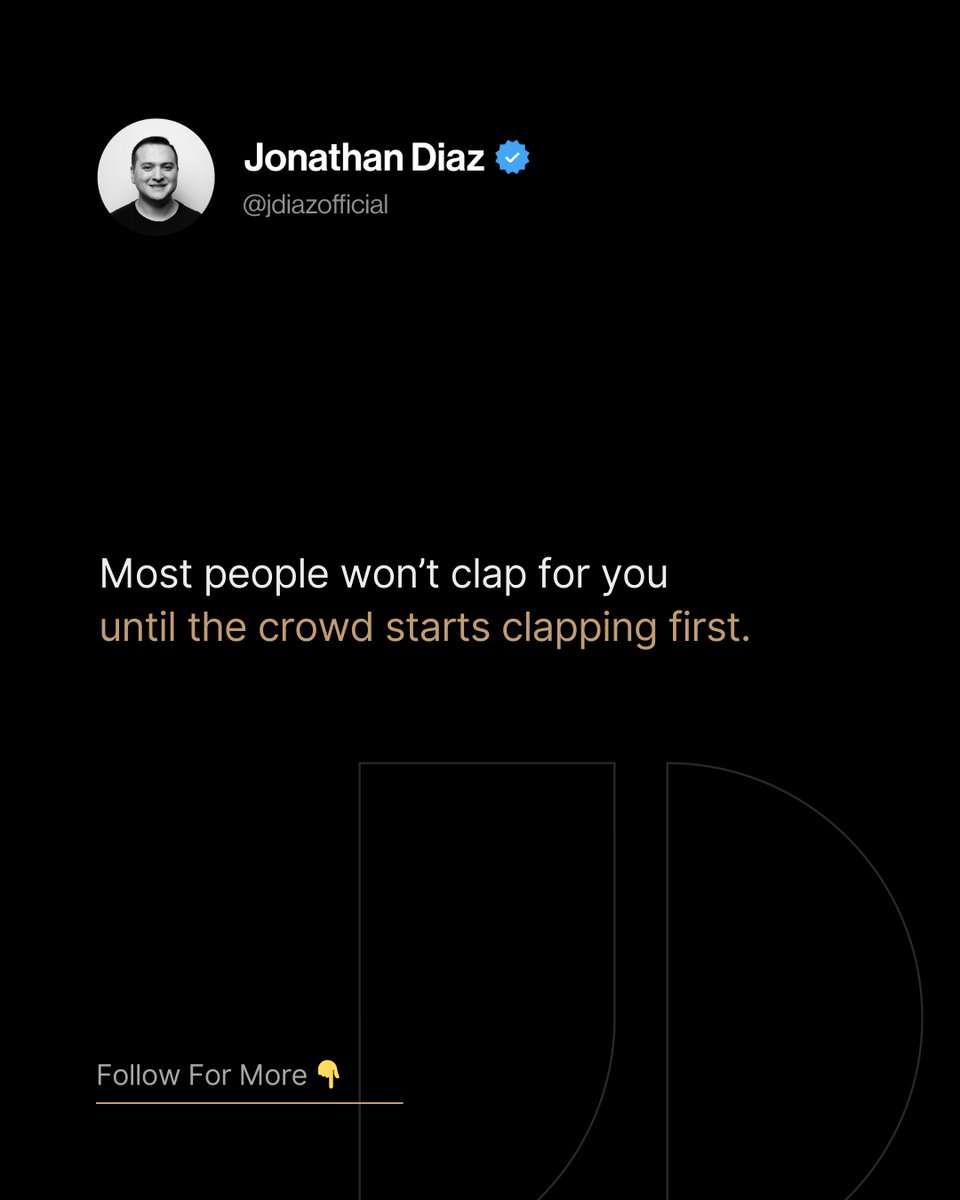 They won’t support you until it’s popular to do so. 🎭

Keep building, keep winning—and soon, they’ll act like they believed in you all along.

👉 Follow <a href="/jdiazofficial/">⚓️ Javier Alejandro ⚓️</a> for more mindset shifts, business insights, and strategies to level up.

#EntrepreneurMindset #SuccessHabits