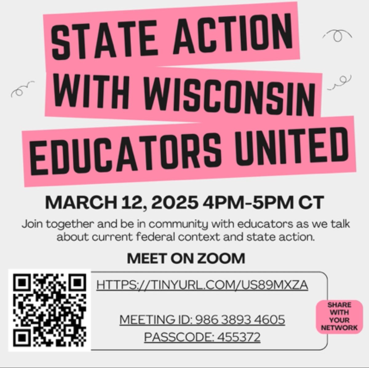 wi_cec's tweet image. Attend this virtual meeting to hear / discuss federal and state actions related to education. #wisconsineducatorsunited #Childrenandyouthnetwork #wcec