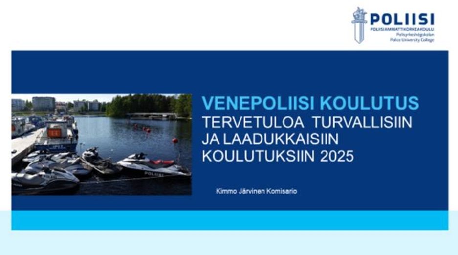 Tänään <a href="/Polamk/">Polamk</a>' issa aloitti 10  poliisia opiskelut venepoliisiksi. Koulutuksen toteuttaa <a href="/PoliisiKaakko/">Kaakkois-Suomen poliisilaitos</a> yhteistyössä <a href="/SuomenPoliisi/">Suomen poliisi</a>' n poliisilaitoksien kanssa. #tulevaisuudenturvallisuus #sisäinenturvallisuus #vesiliikenteenvalvonta