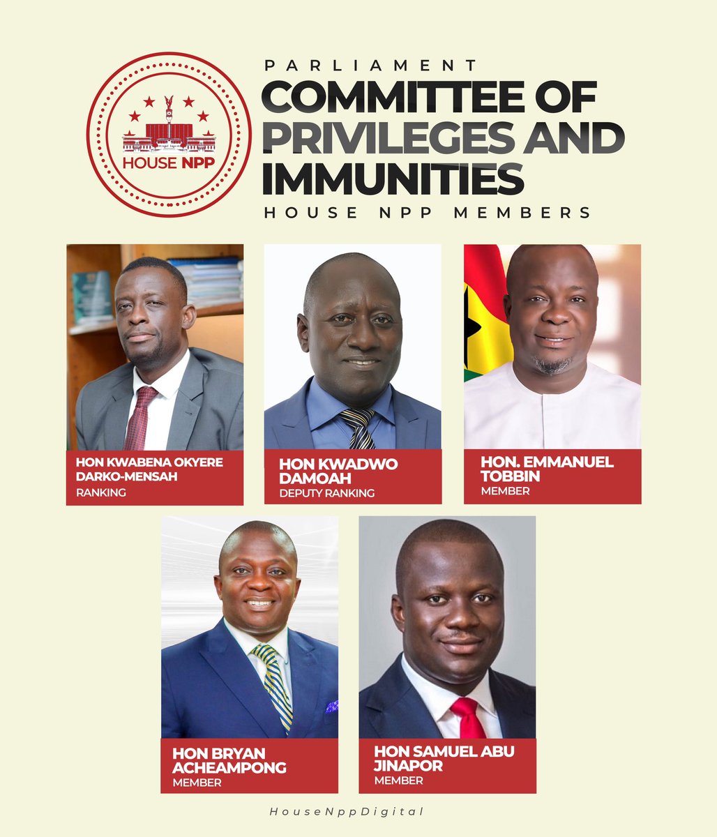 House NPP members on Parliament Committee of Privileges and Immunities.