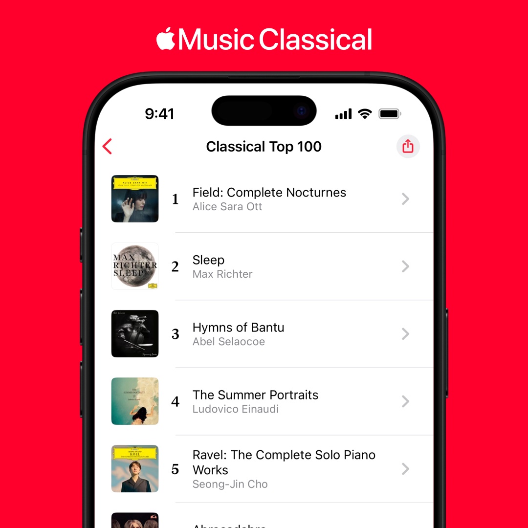 Apple Music Classical (@appleclassical) on Twitter photo Nocturnes won't be knocked off the top spot: <a href="/AliceSaraOtt/">Alice Sara Ott</a> is #1 for another week in the #AppleClassicalTop100
Listen to the chart in full on the app: apple.co/ClassicalTop100 Nocturnes won't be knocked off the top spot: <a href="/AliceSaraOtt/">Alice Sara Ott</a> is #1 for another week in the #AppleClassicalTop100
Listen to the chart in full on the app: apple.co/ClassicalTop100