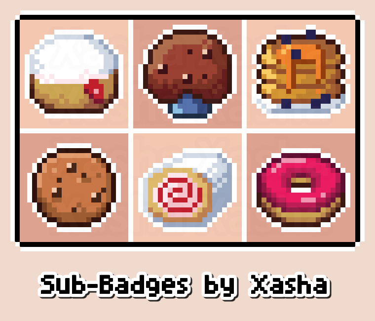 Sweet pixel sub badges I've been working on 🍩 
#commissionsopen #subbadges #pixelart #subbadge