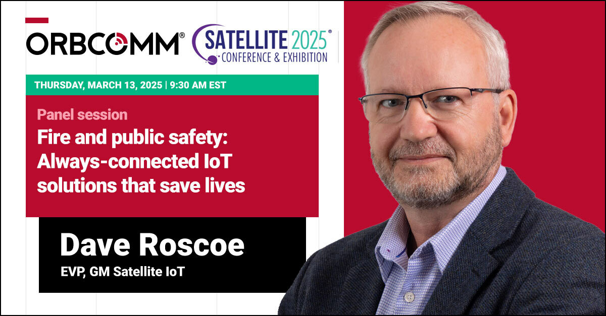 ORBCOMM_Inc's tweet image. Don’t miss ORBCOMM EVP and GM of Satellite IoT, Dave Roscoe, at the @SATELLITEDC 2025 in Washington, DC! Dave will dive into the many advantages of #satelliteIoT and share in-depth insights on how it can enhance public safety and save lives. Be sure to attend! 

 #connectivity