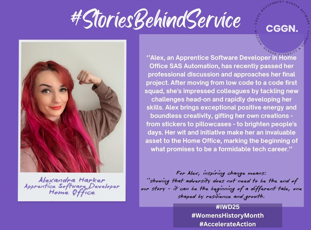 Meet Alexandra, Apprentice Software Developer at Home Office mastering new skills while transitioning from low code to code first development. Known for her positive energy, creativity and personal touches, she's building an impressive tech career. #StoriesBehindService
