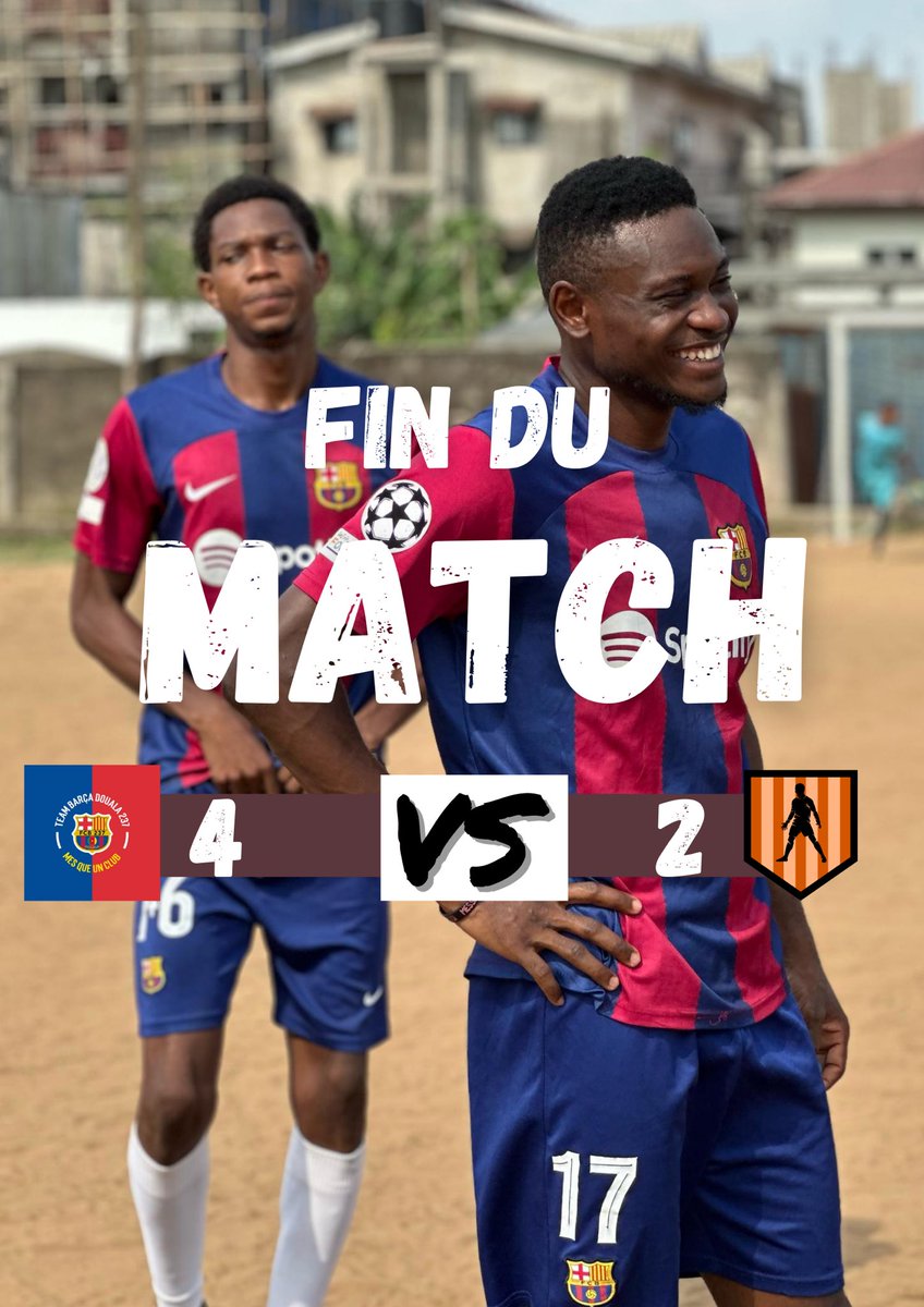 Team Barca 237 Douala (@barca237douala) on Twitter photo ENFIN!
Après 3 revers de suite , la Team Barcelone Douala est venue à bout hier de la Santé du Samedi de Kotto 4-2 et obtient sa première victoire de la saison
<a href="/petinouchy/">🌕🌍Mugiwara(Pieds de Zeus)🌏🌑</a> ⚽️⚽️
<a href="/poulet_bg/">The Real Plug 🔌.</a> ⚽️
<a href="/waltermbappe/">Waltermbappe🎩</a> ⚽️
Sont les buteurs côté Barcelone
VAMOS! 💙❤️ ENFIN!
Après 3 revers de suite , la Team Barcelone Douala est venue à bout hier de la Santé du Samedi de Kotto 4-2 et obtient sa première victoire de la saison
<a href="/petinouchy/">🌕🌍Mugiwara(Pieds de Zeus)🌏🌑</a> ⚽️⚽️
<a href="/poulet_bg/">The Real Plug 🔌.</a> ⚽️
<a href="/waltermbappe/">Waltermbappe🎩</a> ⚽️
Sont les buteurs côté Barcelone
VAMOS! 💙❤️