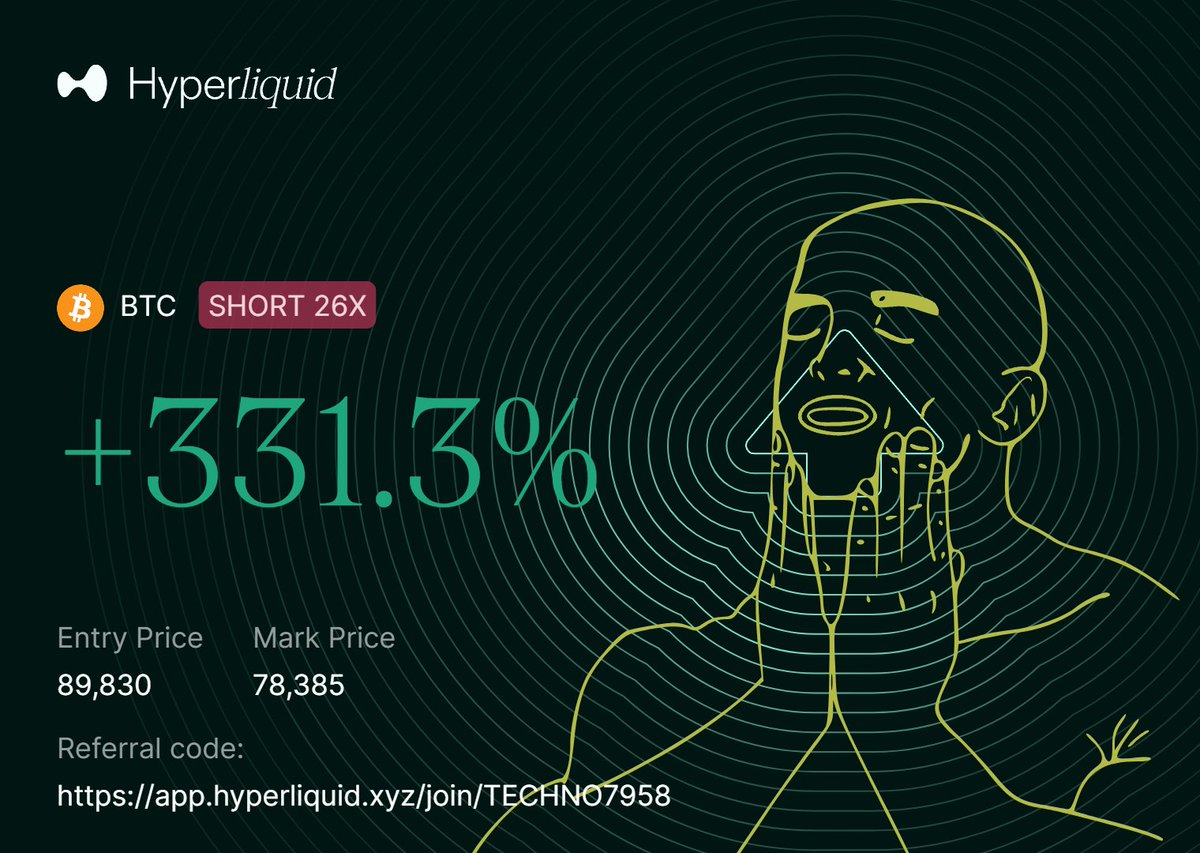 Still holding my short position 

Trade $BTC perps seamlessly on <a href="/HyperliquidX/">Hyperliquid</a> using my referral code