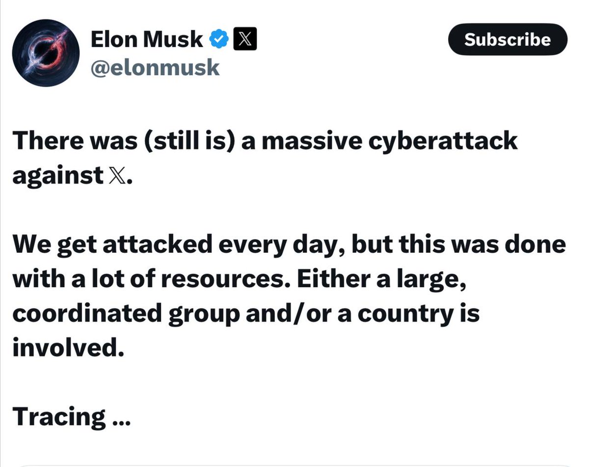 🟡"Elon Musk Avverte: 'Massiccio Attacco Informatico contro X' e la Necessità di Sicurezza Digitale"