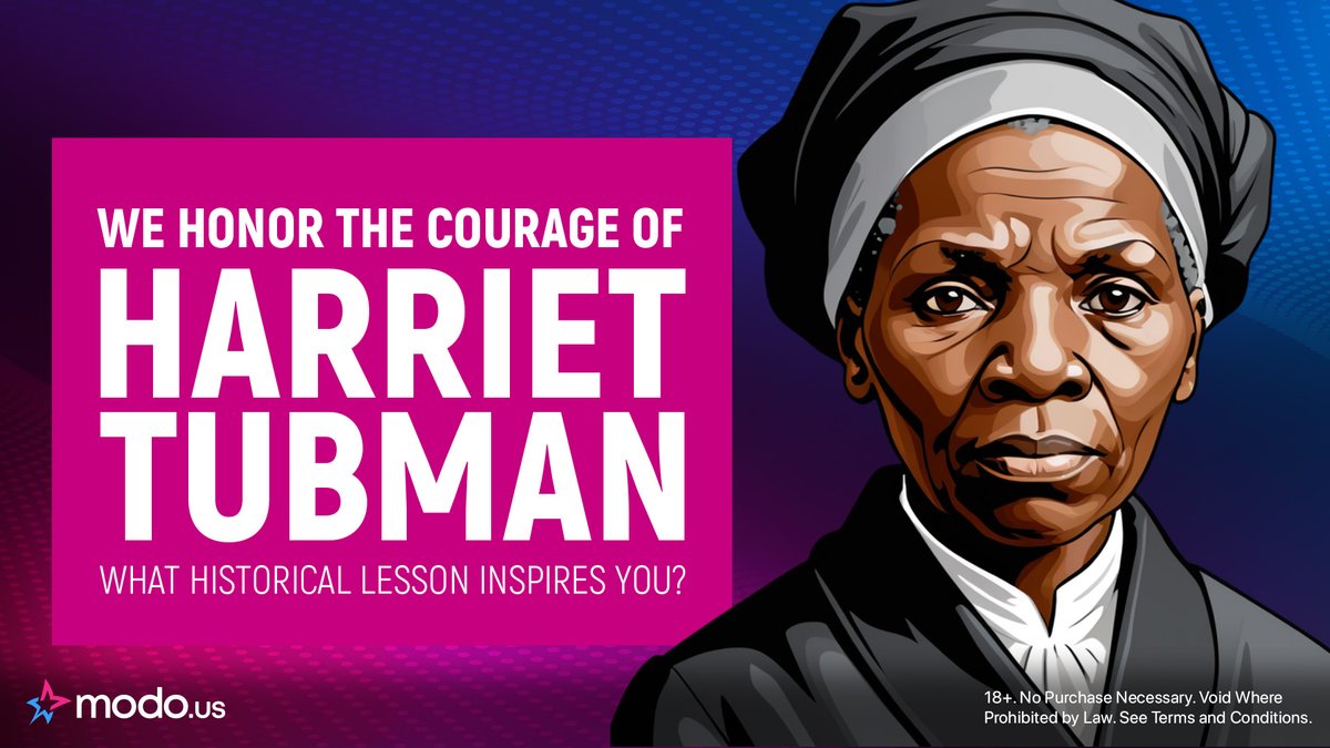modo_casino's tweet photo. 🙌 Honoring Harriet Tubman’s legacy today. What’s a historical quote that inspires you?
#Modous #AmericasSocialCasino #MadeInTheUSA https://t.co/HiMo1zySV1