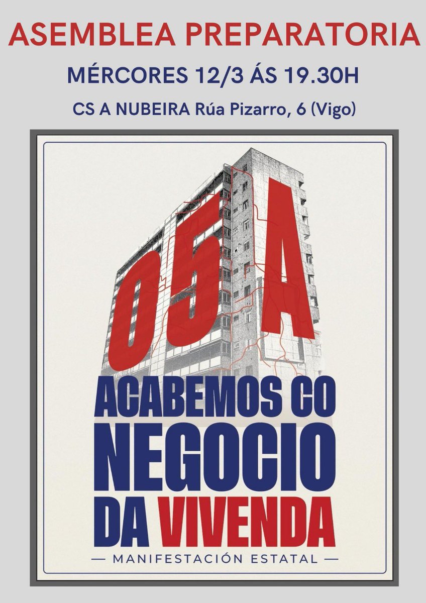 Preparamos o #5Abril 
Ven, axúdanos a mobilizar e facer unha convocatoria inesquecible, para que os rentistas e os caseros se decaten dunha vez de que estamos fartas de que de que non nos saian as contas co noso soldo  e os prezos dos alugueiros.
#RentismoSeVaAcabar