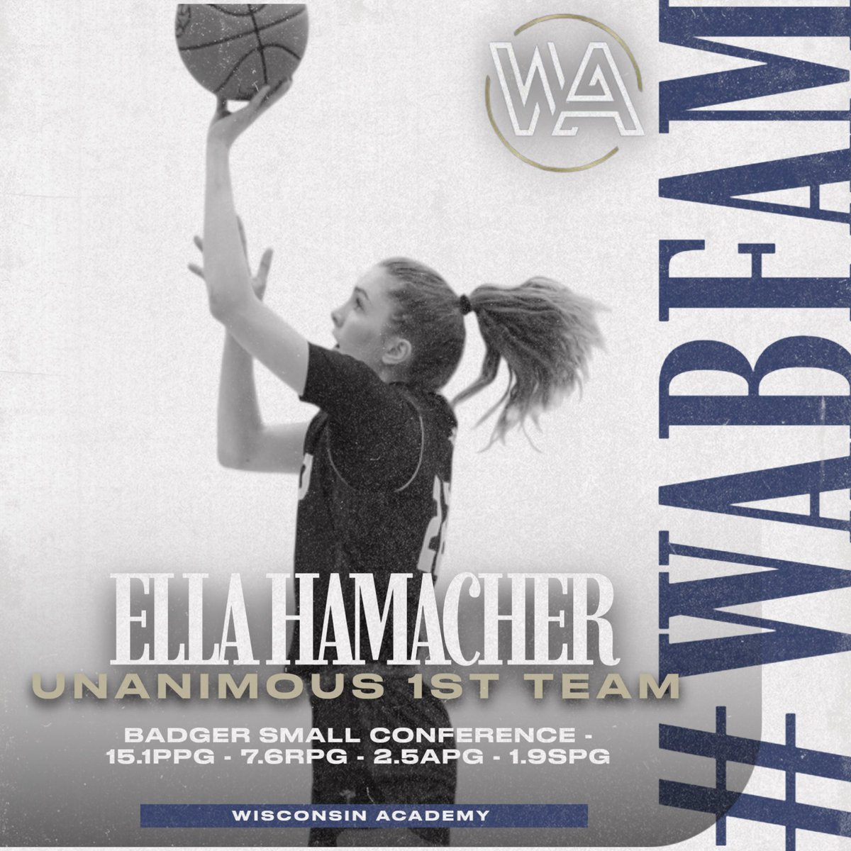 Wisconsin Academy (@wiscoacademy) on Twitter photo Congratulations to 2025 G Ella Hamacher (<a href="/hamacher_ella/">Ella Hamacher</a>) being selected Unanimous 1st Team All Conference in the Badger Small!
Ella had a record setting season for <a href="/Viking__Bball/">Stoughton Girls Basketball</a>, setting the record for most pts scored in a season w/ 407pts & led the team in Assists!
#WABFam Congratulations to 2025 G Ella Hamacher (<a href="/hamacher_ella/">Ella Hamacher</a>) being selected Unanimous 1st Team All Conference in the Badger Small!
Ella had a record setting season for <a href="/Viking__Bball/">Stoughton Girls Basketball</a>, setting the record for most pts scored in a season w/ 407pts & led the team in Assists!
#WABFam