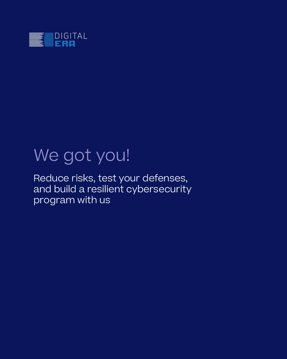 Digitaleragroup's tweet image. We help sec teams move from reactive to resilient with:
✅ IR – because “What now?” is too late.
✅ Pen Testing – Find weaknesses b4 attackers do.
✅ Vuln mgmt. – Patch smart, reduce risk.
✅ Custom sec strategies – Outthink attackers.
Proactive security = your competitive edge.