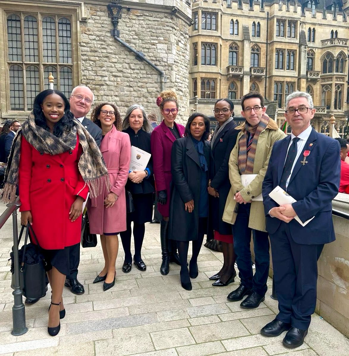 Representatives of the British Overseas Territories ⁦<a href="/UKOTAssociation/">UKOTA</a>⁩ gathered outside ⁦<a href="/wabbey/">Westminster Abbey</a>⁩ after the #CommonwealthDay Mass