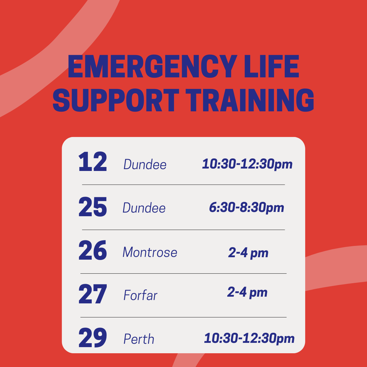 SaveALifeScot's tweet photo. Time to get #cprready or refresh your lifesaving skills? Join one of these March sessions with Heartstart Discovery ❤️ https://t.co/ANtNXcneLJ