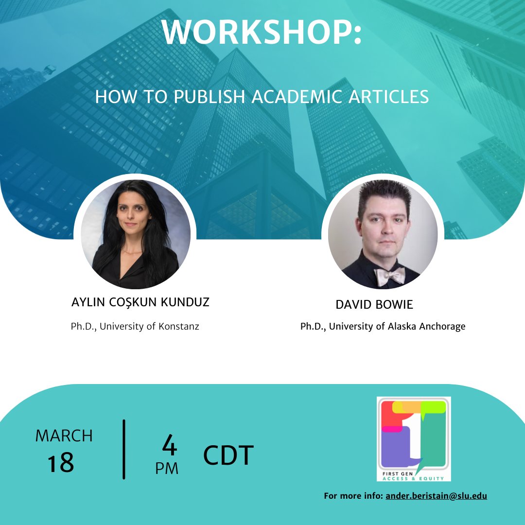 Want to get published? Join us for a virtual workshop on academic publishing.

On March 18, 2025, from 5:00 PM to 6:00 PM (ET), the First Gen Access and Equity Committee is hosting a virtual workshop to help scholars—especially first-generation academics—better understand the
