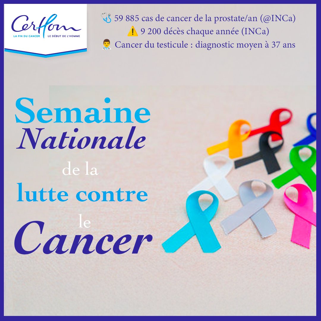 🎗️ Semaine nationale de lutte contre le #cancer
🩺 59 885 cas de cancer de la prostate/an (@INCa)
⚠️ 9 200 décès chaque année (INCa)
👨‍⚕️ Cancer du testicule : #diagnostic moyen à 37 ans
📢 Informer, prévenir, agir. Rejoignez CerHom !
🔗Adhérez : linktr.ee/Cerhom