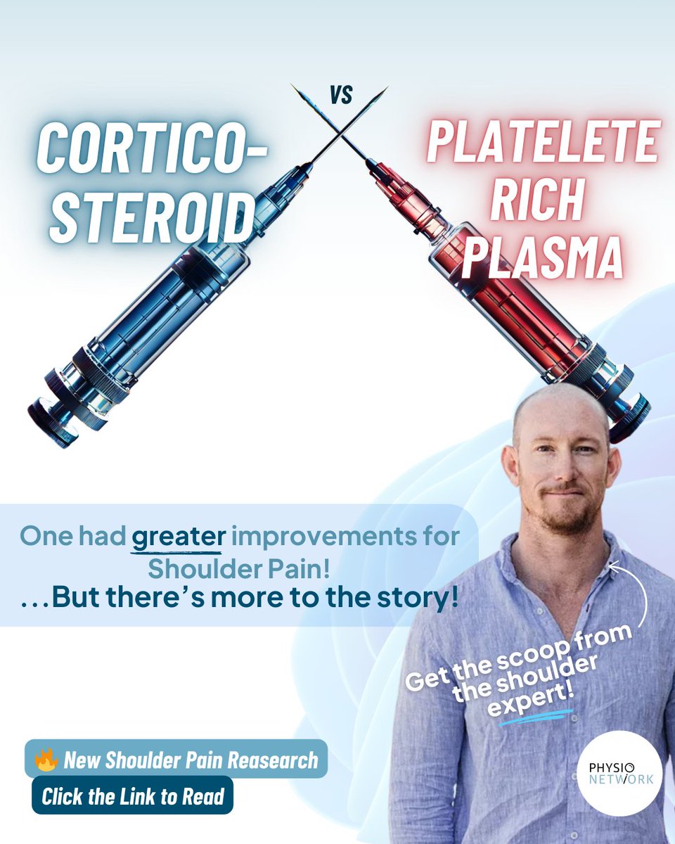 💉 A recent study compared PRP injections to corticosteroid injections for subacromial shoulder pain.

🤔 One seemed like a clear winner—but is there more to the story?

🔍 Read our Research Review from <a href="/JaredPowell12/">Jared Powell</a> that breaks down this paper!

🔗 physio.network/prp-vs-csi