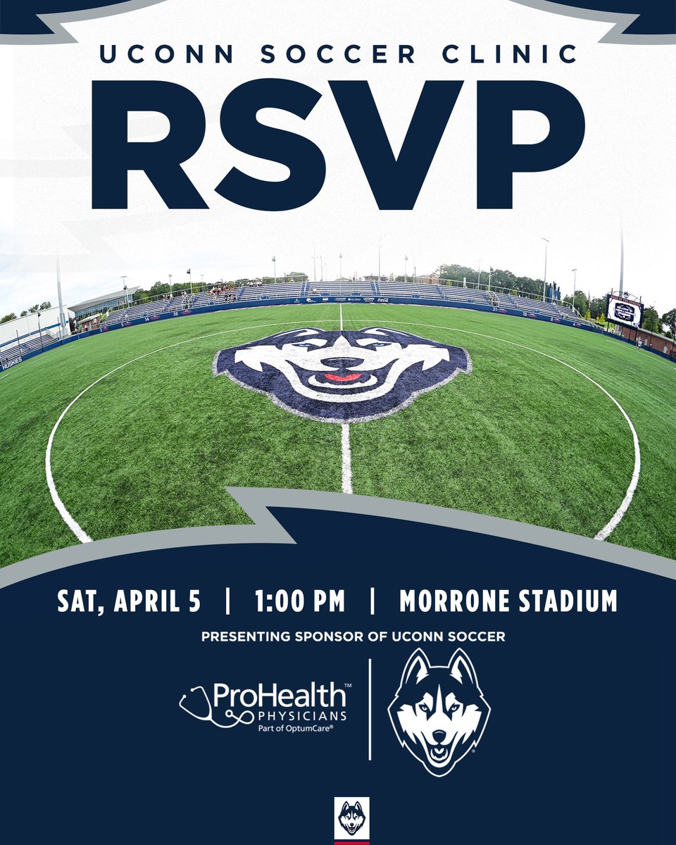 Join UConn Men’s &amp; Women’s Soccer for a FREE clinic, presented by ProHealth Physicians on Saturday, April 5! 

Click the link to learn more and register now⬇️
uconnhuskies.com/sb_output.aspx…