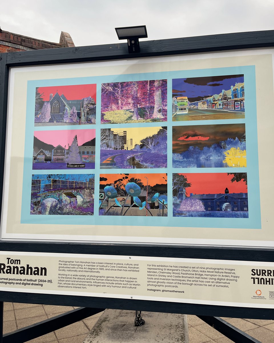 An outdoor exhibition is celebrating a town's links to Surrealist art.
Surreal Solihull is displaying the work of Emmy Bridgwater, an artist and poet born in Birmingham in 1906, who lived in Solihull.
The exhibition runs to 31 May on Solihull High Street.
bbc.in/4bGnkMx