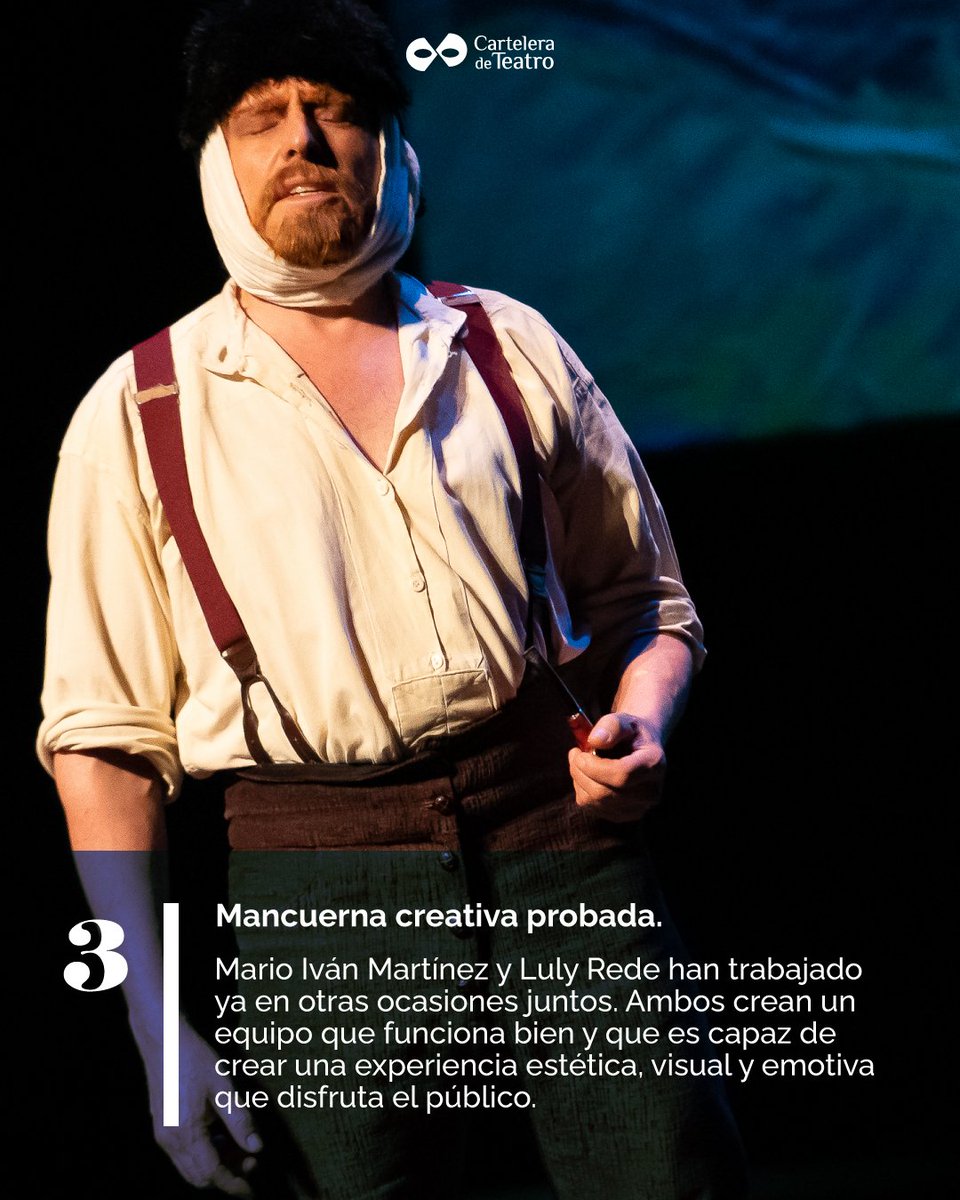 elteatrocdmx's tweet photo. Los lunes se presenta, en el Teatro Helénico, Van Gogh, un girasol contra el mundo. Aquí te damos 3 razones por kas cuales debes ver este unipersonal con Mario Iván Martínez.
#Teatro #monologo #unipersonal #vangogh #CDMX https://t.co/x55irPUSPz