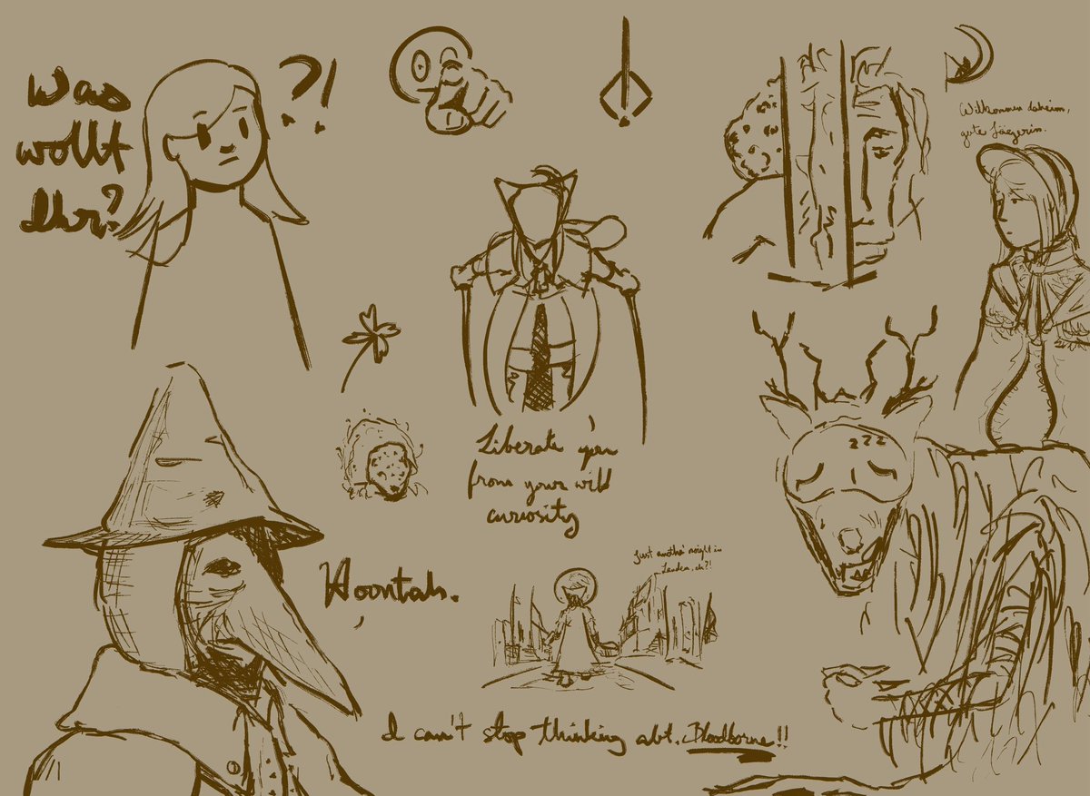 stream of consciousness doodles (my consciousness is 73% bloodborne)