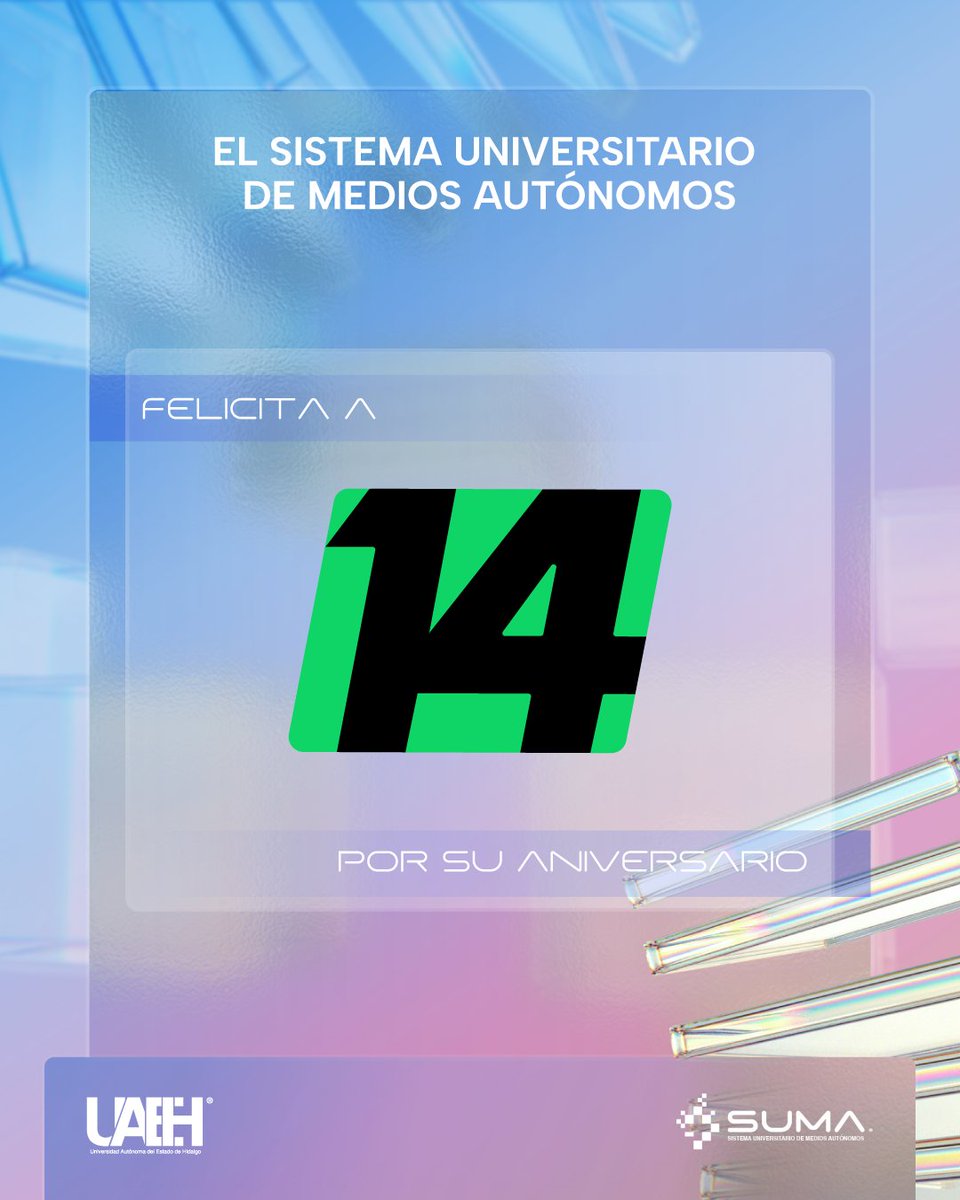 SUMA UAEH (@sumauaeh) on Twitter photo 📺<a href="/canalcatorcemx/">Canal Catorce</a> sigue marcando la diferencia en los medios públicos, fortaleciendo el acceso a contenidos que enriquecen y transforman. ¡Felicidades en su aniversario!
"Radio y televisión pública con autonomía universitaria".
#uaeh #sumauaeh #radio #televisión #pachuca 📺<a href="/canalcatorcemx/">Canal Catorce</a> sigue marcando la diferencia en los medios públicos, fortaleciendo el acceso a contenidos que enriquecen y transforman. ¡Felicidades en su aniversario!
"Radio y televisión pública con autonomía universitaria".
#uaeh #sumauaeh #radio #televisión #pachuca