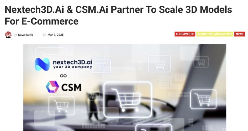 CSM_ai's tweet photo. 🚀 Thrilled to announce our partnership with https://t.co/5dB32rQh0o, where our AI-driven 3D technology is revolutionizing e-commerce model creation!

In a recent interview, Nextech's CEO Evan Gappelberg highlighted how our collaboration is reducing their production costs 50% while dramatically improving scalability. 🤝 

🤖 As he put it, "We're lowering our cost and increasing our ability to scale. Those two things go hand in hand because essentially, you can't get scale using humans - you need AI." (link in comments)

We're proud to be recognized as pioneers in the AI space as we expand beyond gaming into e-commerce, helping create what Evan describes as "the highest quality 3D models on the market today."

Excited to continue building together and transformation 3D asset creation 🔥 

#3dmodeling #ecommerce #ArtificialIntelligence