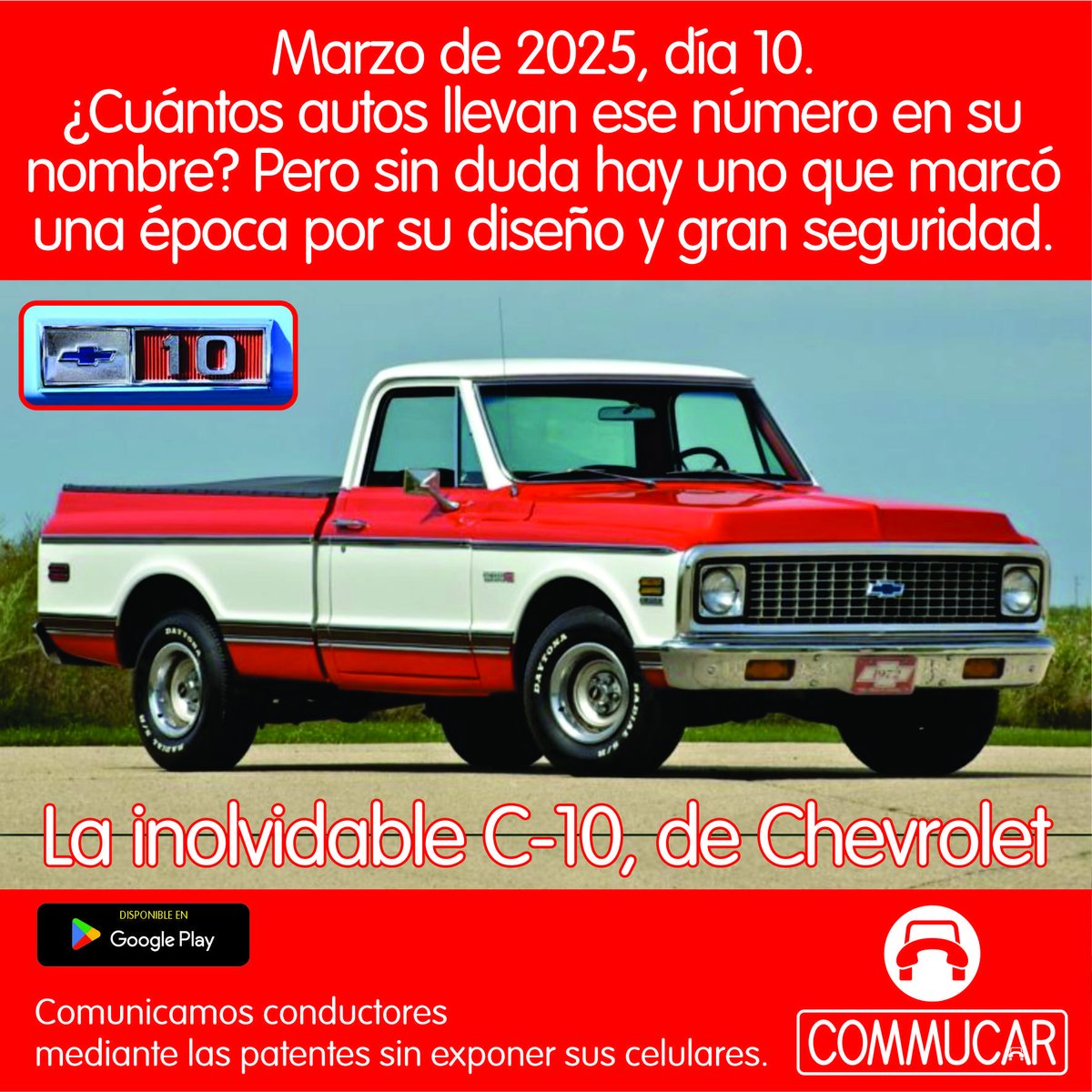 commucar's tweet image. El 10, como hoy que es 10 de marzo, es un día que ha estado presente en toda la historia del automóvil. Sin embargo, hay un modelo emblemático que, como Commucar, desarrolló la seguridad para sus conductores como el valor más importante.