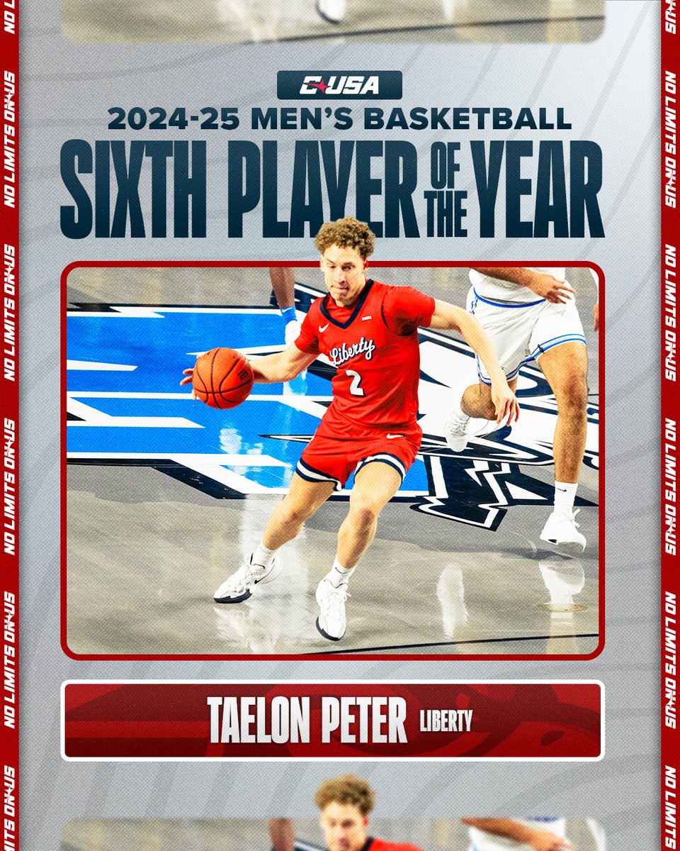 🏀 SIXTH PLAYER OF THE YEAR 🏀

Taelon Peter, <a href="/LibertyMBB/">Liberty Men's Basketball</a> 

#NoLimitsOnUs | bit.ly/3DsoTBi