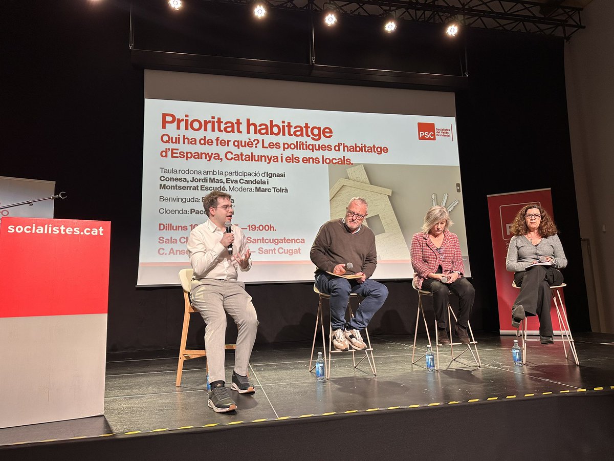Hoy comenzamos en <a href="/PSCVOCC/">PSC Vallès Occidental</a> el proceso de debate “Àgora Socialista Vallès Occidental”. Conferencias sectoriales para redefinir nuestro proyecto. 
Hoy en Sant Cugat: prioridad vivienda. 
Escuchar, reflexionar y proponer. 
3 meses de trabajo hasta el acto final el 14/06