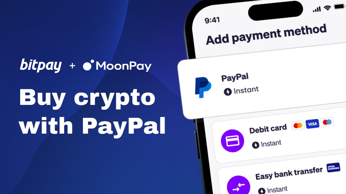 Ready to buy Bitcoin with PayPal? With BitPay + @moonpay, you can easily  purchase crypto in the US & EU using your PayPal balance, bank transfer, or  card. 💳 Get competitive rates,