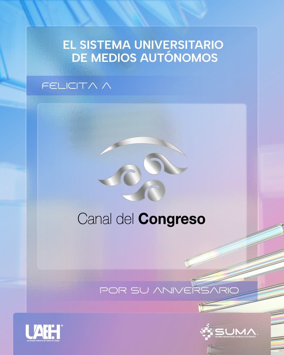 SUMA UAEH (@sumauaeh) on Twitter photo 🎉📺 ¡Feliz aniversario, <a href="/CanalCongreso/">Canal del Congreso</a>!
Su esfuerzo fortalece la democracia y el acceso a la información en nuestro país. Que este nuevo año continúe siendo un espacio de diálogo, pluralidad y servicio público.
#uaeh #sumauaeh #radio #televisión #pachuca 🎉📺 ¡Feliz aniversario, <a href="/CanalCongreso/">Canal del Congreso</a>!
Su esfuerzo fortalece la democracia y el acceso a la información en nuestro país. Que este nuevo año continúe siendo un espacio de diálogo, pluralidad y servicio público.
#uaeh #sumauaeh #radio #televisión #pachuca