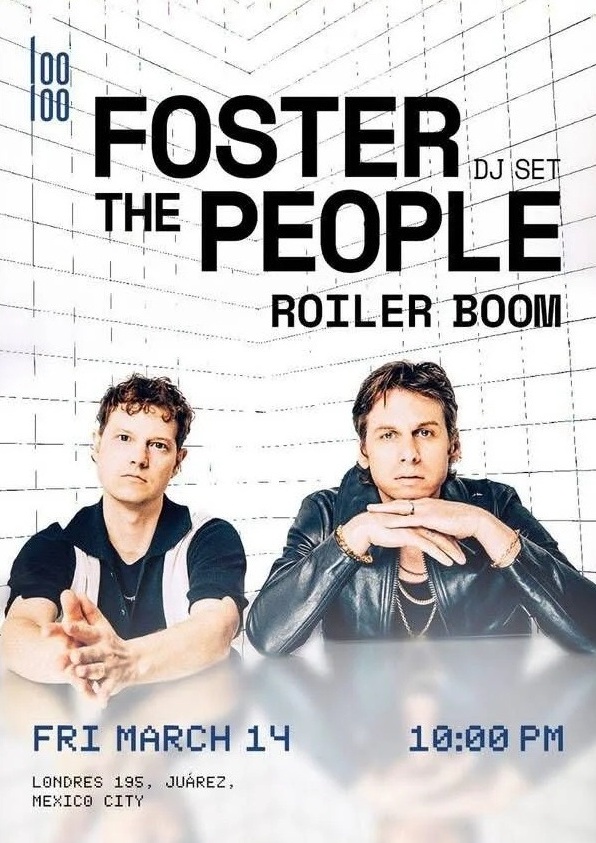 Buenas noticias, <a href="/fosterthepeople/">Foster The People</a> realizará un DJ Set en LooLoo (Londres 195, Juárez, CDMX) . Consiguelos acá: ticketfairy.com/event/foster-t…