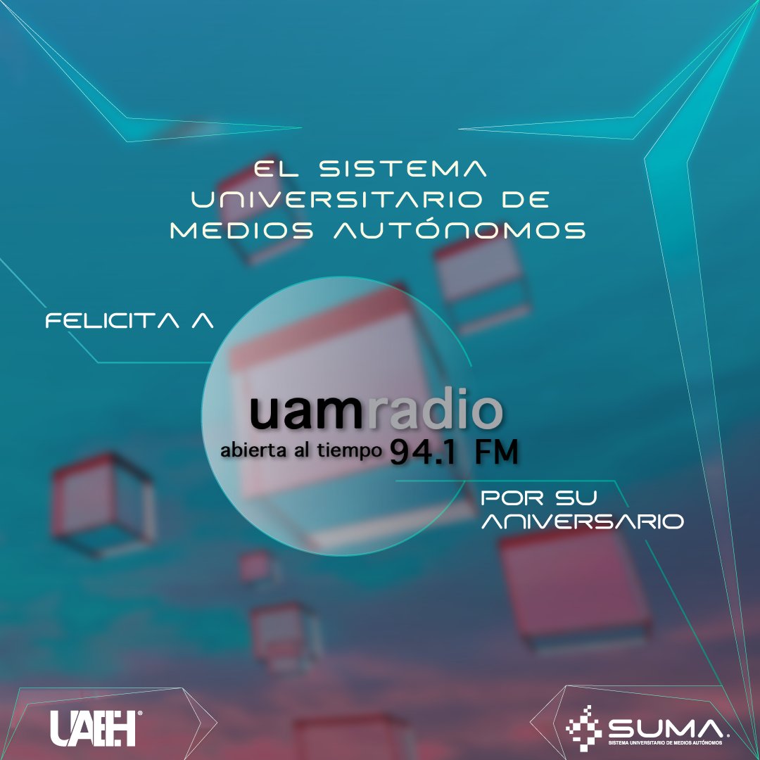 SUMA UAEH (@sumauaeh) on Twitter photo 📻✨ Celebramos un año más de <a href="/uamradiofm/">UAM Radio 94.1 FM</a>, un referente en la radio pública universitaria que impulsa la cultura, el conocimiento y la diversidad de voces.
🎙️ ¡Felicidades por este aniversario y por seguir siendo un espacio de expresión y aprendizaje!
#uaeh #sumauaeh 📻✨ Celebramos un año más de <a href="/uamradiofm/">UAM Radio 94.1 FM</a>, un referente en la radio pública universitaria que impulsa la cultura, el conocimiento y la diversidad de voces.
🎙️ ¡Felicidades por este aniversario y por seguir siendo un espacio de expresión y aprendizaje!
#uaeh #sumauaeh