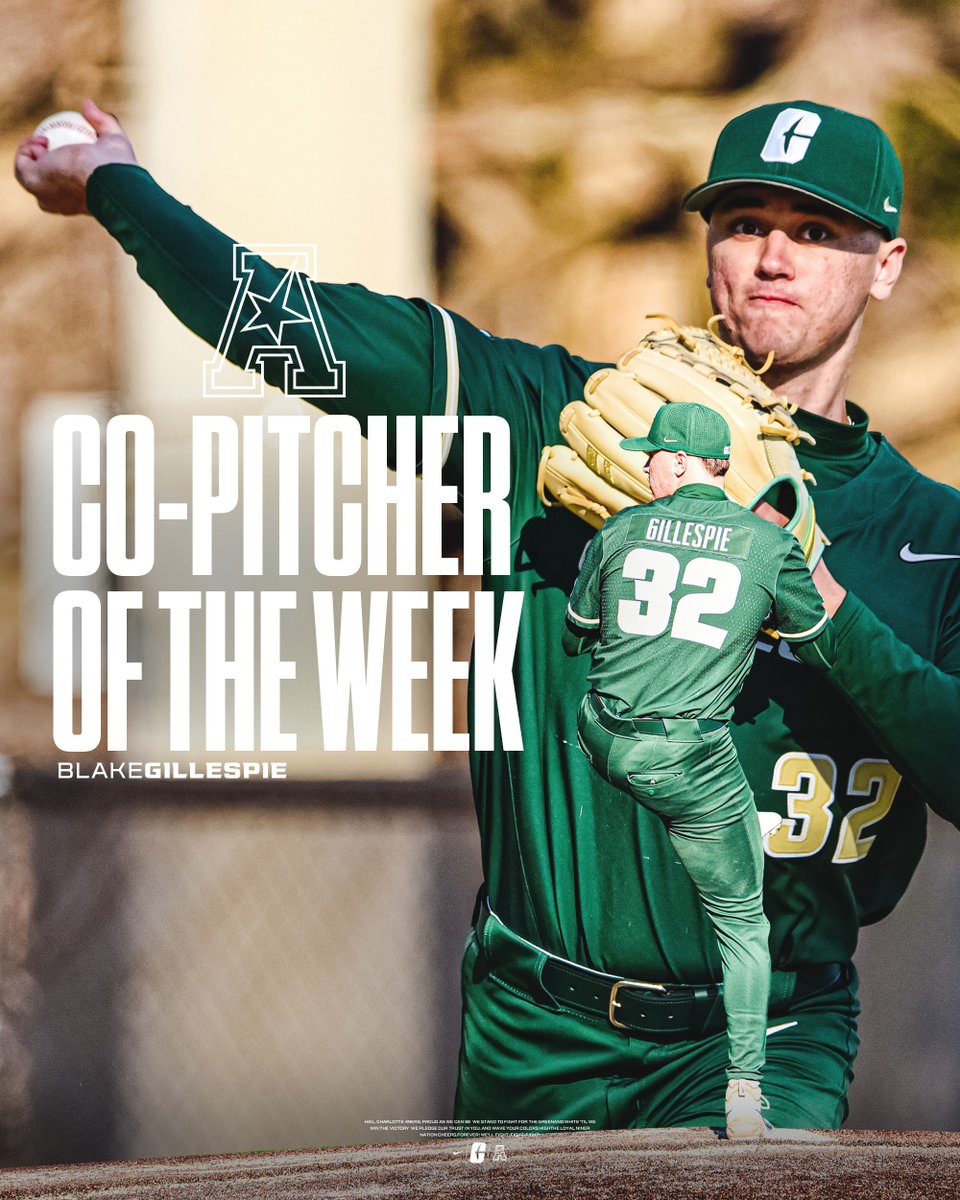 Charlotte Baseball (@charlottebsb) on Twitter photo ππ¨-ππ’πππ‘ππ« π¨π ππ‘π ππππ€
<a href="/BlakeGillespi13/">Blake Gillespie</a> has been named the <a href="/American_Conf/">The American</a> Co-Pitcher of the Week after his π§π¨-π‘π’ππππ« on Friday!
π°Β» clt49e.rs/3R3NAqF
#GoldStandard x #9ATC ππ¨-ππ’πππ‘ππ« π¨π ππ‘π ππππ€
<a href="/BlakeGillespi13/">Blake Gillespie</a> has been named the <a href="/American_Conf/">The American</a> Co-Pitcher of the Week after his π§π¨-π‘π’ππππ« on Friday!
π°Β» clt49e.rs/3R3NAqF
#GoldStandard x #9ATC