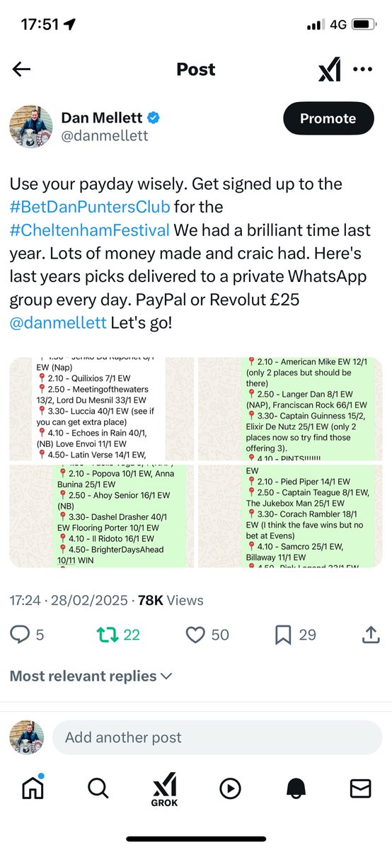 Just 1 day to go until <a href="/CheltenhamRaces/">CheltenhamRacecourse</a> Don't miss out. Last years results in full: Winners at 8/1, 15/2, 7/1 &amp; places at 40/1, 11/1, 80/1, 14/1, 40/1, 66/1, 100/1, 10/1, 14/1, 18/1, 25/1, 11/1. #BetDanPuntersClub #BetDanTheValueMan Join up today for £25.